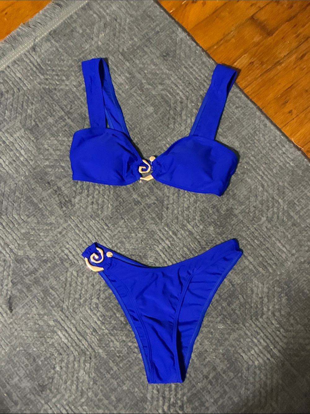 Soly Hux highcut Blue Women’s Two-Piece Bikini Set with Gold Accent
